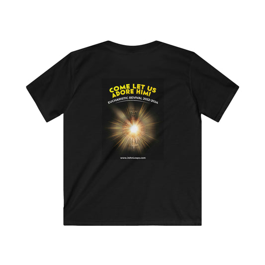 Come Let us adore him kids size Softstyle Eucharistic Tee